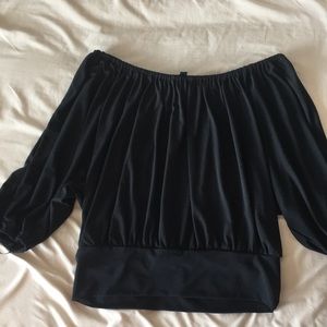Black waist length wide neck/off shoulder top